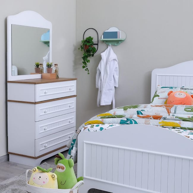 Childrens white deals dresser with mirror